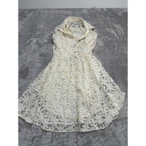 Forever 21 Sheer‎ Lace Dress Women's Size Small Ivory Floral Boho Romantic EUC